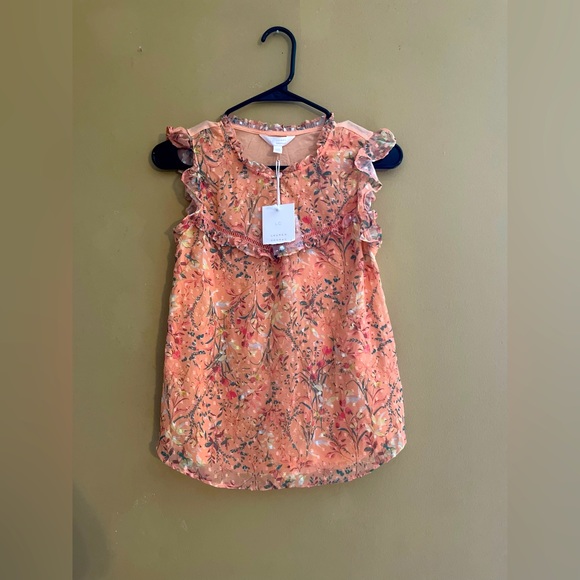 LC Lauren Conrad orange floral sleeveless blouse size Extra small - Picture 2 of 4